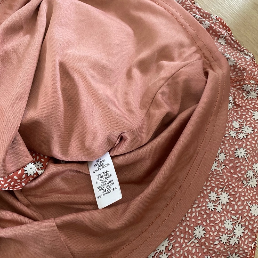 Lulus Floral Print Rust White Rayon Polyester Ruffle skirt - Picture 10 of 11